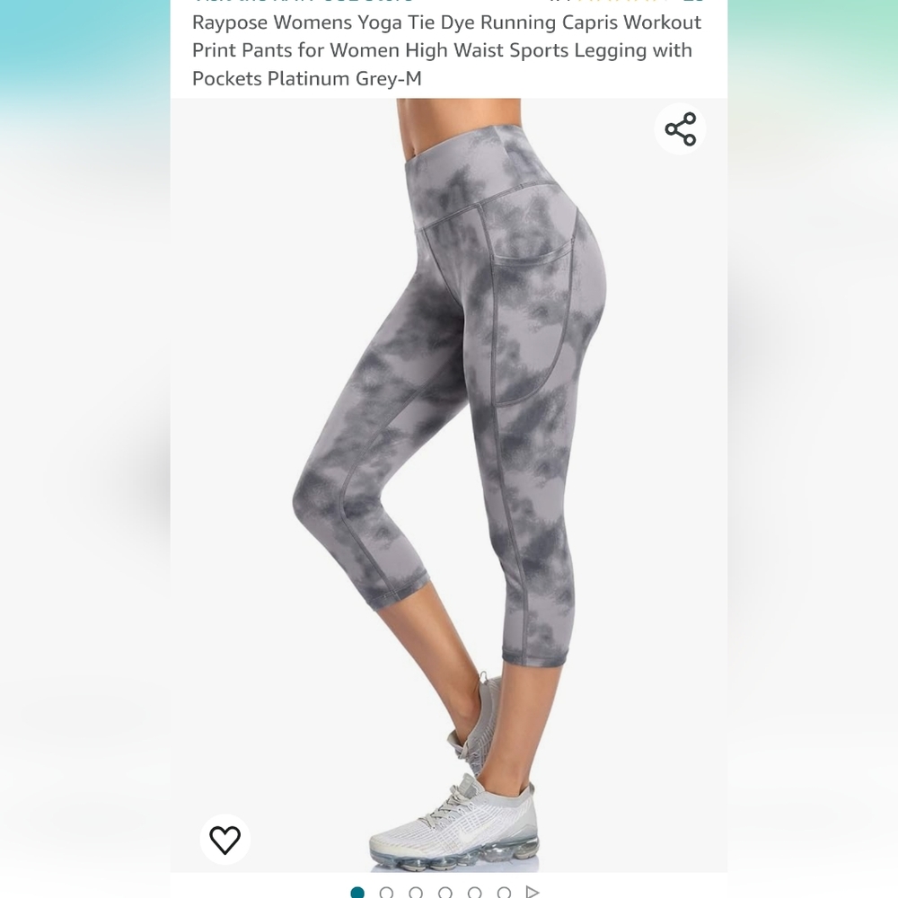 Tie dye gray and white capri yoga pants - size medium - new with tags